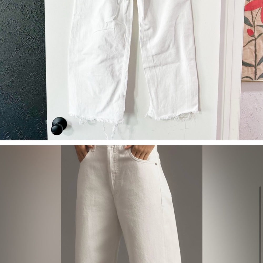 Citizens of Humanity Ayla Raw Hem Crop Jeans in Harlow White Size 27 - Picture 5 of 5